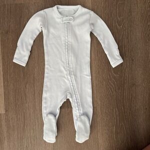 L'ovedbaby Footed Sleeper Unisex 3-6M Light Blue Organic Cotton Zip Pajamas